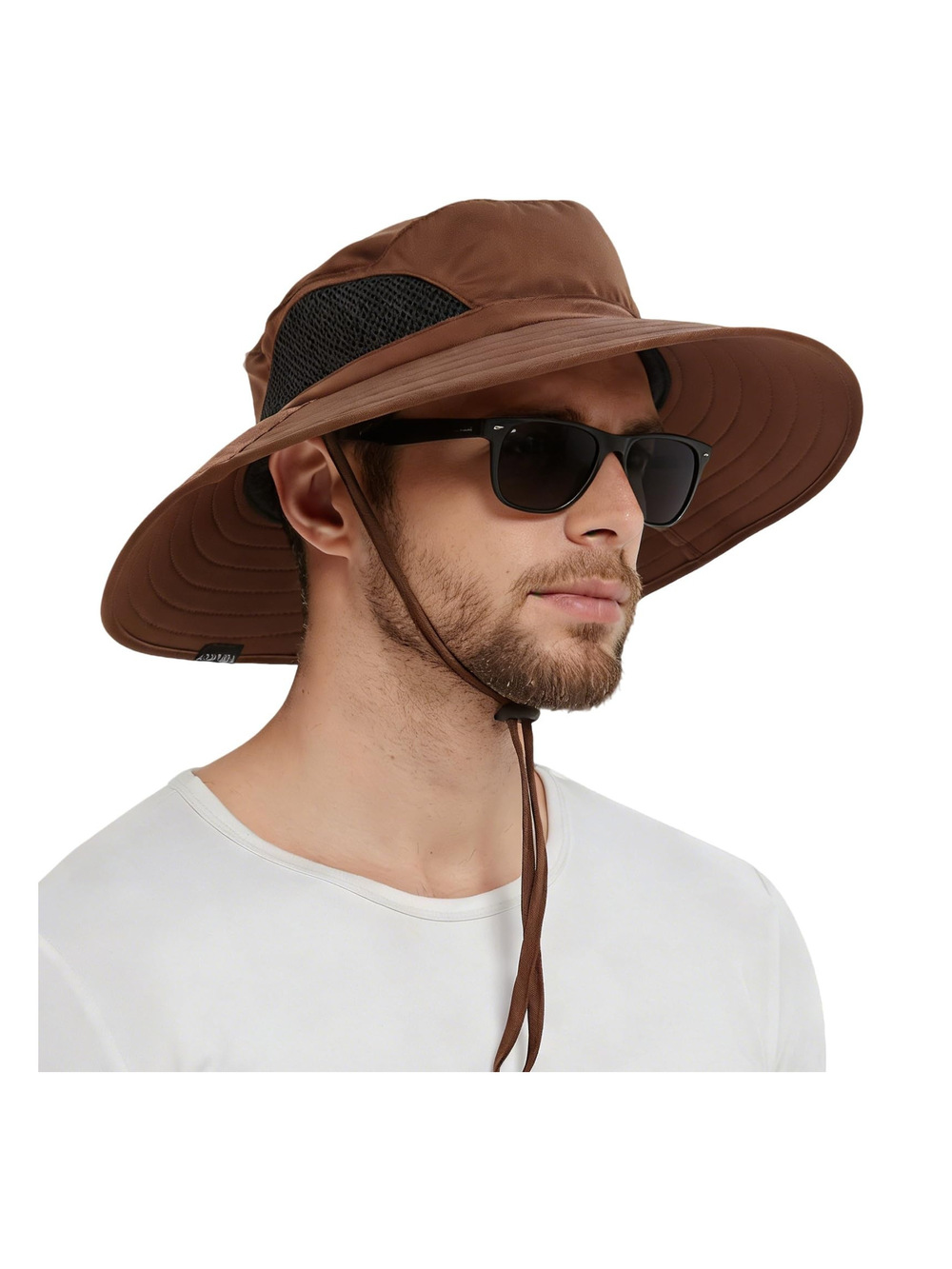 Wide Brim Sun Bucket Hat, Waterproof Boonie Hat for Men & | Brown | Size OS